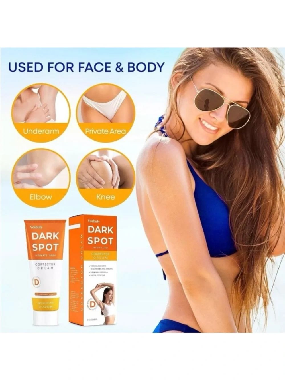 (2 Pack) Vosbuty Dark Spot Corrector Cream Intimate Area Niacinamide Arbutin